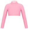 Loloda Kids Girls Turtleneck Long Sleeve Crop Top Dance Gymnastics Workout Athletic Shirt Sportswear Coral 12 Years view 1