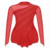 iiniim Womens Lyrical Long Sleeve Dance Dress Rhinestone Figure Ice Skating Dress Backless Gymnastics Leotard Red 6 Large view 3