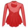 iiniim Womens Lyrical Long Sleeve Dance Dress Rhinestone Figure Ice Skating Dress Backless Gymnastics Leotard Red 6 Large view 4