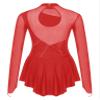 JanJean Women Stretchy Mesh Splice Long Sleeve Gymnastic Leotard Lyrical Dance Dress Figure Skating Dress A02 Large view 4