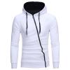 JEsilunmaMY Men's Asymmetric Zip Hoodies Long Sleeve Slim Fit Sweatshirt Jacket Color Block Soft Comfy Sportwear Outwear (White,3X-Large) view 1