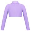 Loloda Kids Girls Turtleneck Long Sleeve Crop Top Dance Gymnastics Workout Athletic Shirt Sportswear Purple 12 Years view 1