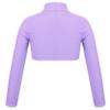 Loloda Kids Girls Turtleneck Long Sleeve Crop Top Dance Gymnastics Workout Athletic Shirt Sportswear Purple 12 Years view 2