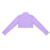 Loloda Kids Girls Turtleneck Long Sleeve Crop Top Dance Gymnastics Workout Athletic Shirt Sportswear Purple 12 Years view 4