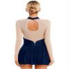 JanJean Women Stretchy Mesh Splice Long Sleeve Gymnastic Leotard Lyrical Dance Dress Figure Skating Dress C06 Large view 2