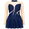 JanJean Women Stretchy Mesh Splice Long Sleeve Gymnastic Leotard Lyrical Dance Dress Figure Skating Dress C06 Large view 3