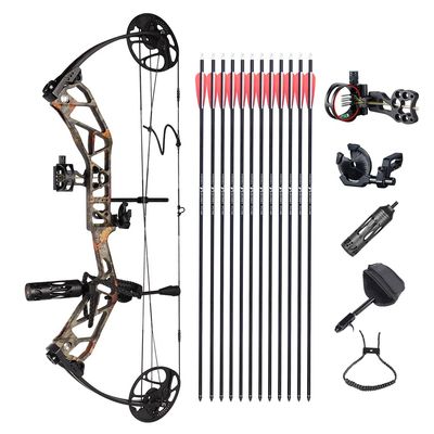 Compound Bow and Arrow Kit with All Accessory,CNC Milling Riser,USA Gordon Composites Limb,BCY String,19"-30" Draw Length,19-70Lbs Draw Weight,IBO 320fps for Hunting & Target (Camo)