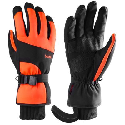 GIBZ Warm Winter Gloves Men and Women Windproof Cuff Ski Glove Breathable Sport Gloves Orange Small