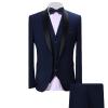 Men's Stage Suits Peak Lapel Dresses Tuxedo Suits Wedding Blazer Elegant Slim Fit Single Breasted Party Blazer (Dark Blue,XX-Large) view 1