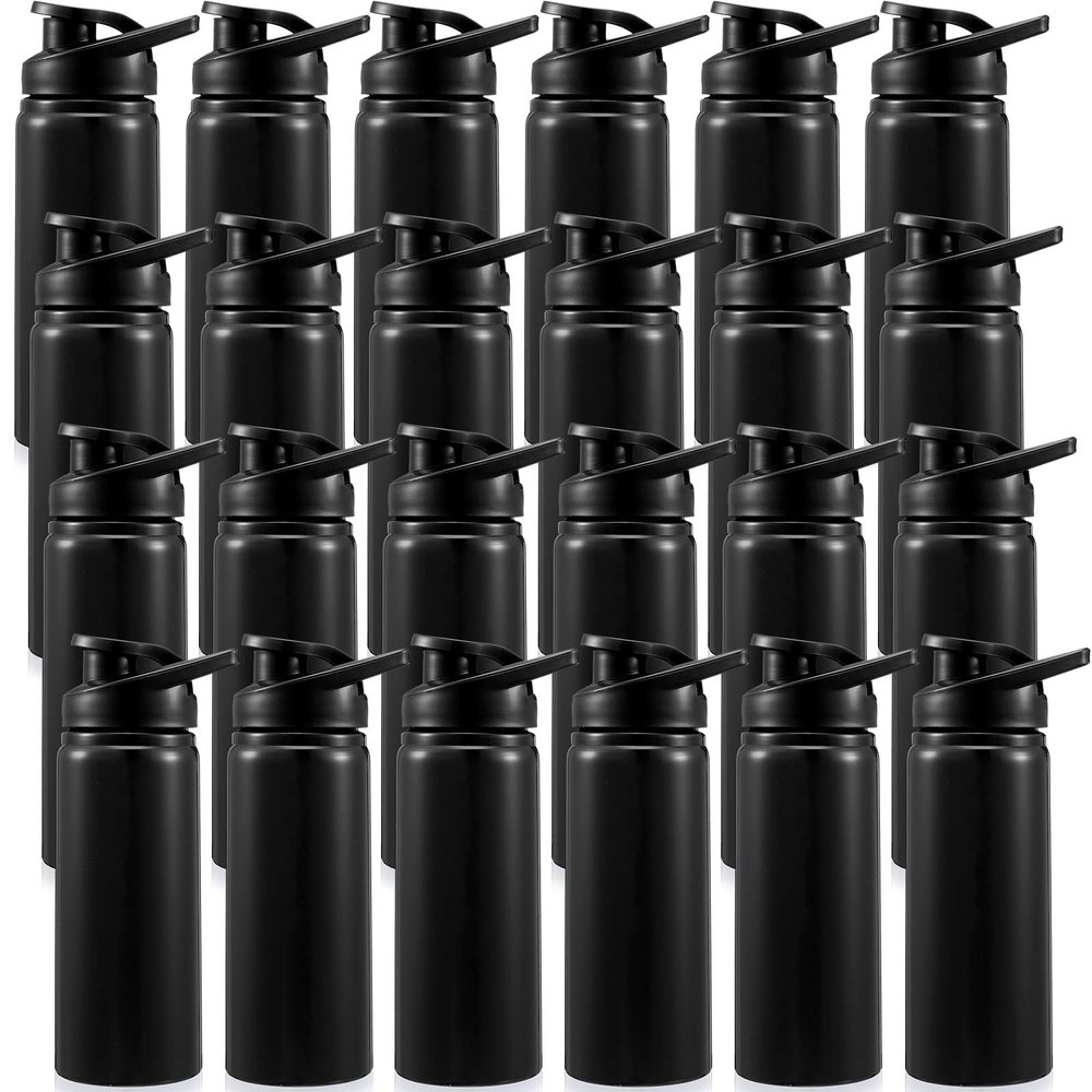 Foaincore 24 Pack Bulk Water Bottles 17 oz Aluminum Reusable Sports Bottles, Employee Appreciation Gifts for Team, Coworker, Staff, Office, Christian Charity Donation Supplies(Black)