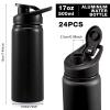 Foaincore 24 Pack Bulk Water Bottles 17 oz Aluminum Reusable Sports Bottles, Employee Appreciation Gifts for Team, Coworker, Staff, Office, Christian Charity Donation Supplies(Black) view 2