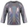 ZUYPSK Kids Boys Girls Shiny Metallic Loose T-Shirt Long Sleeve Tops for Stage Performance Party Costume Dancewear (Black, 4-5) view 1