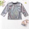 ZUYPSK Kids Boys Girls Shiny Metallic Loose T-Shirt Long Sleeve Tops for Stage Performance Party Costume Dancewear (Black, 4-5) view 3