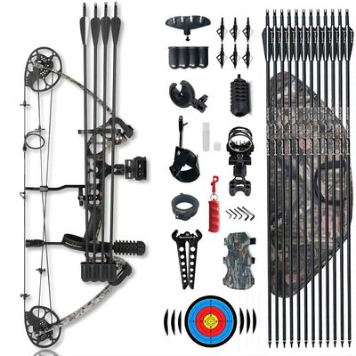 PANDARUS Compound Bow Draw Weight 0-70 Lbs for Pull Beginner and Intermediate Archer Fully Adjustable 19.25"-31" with All Accessories, up to IBO 320 fps New 2024(Camo Left Handed Bag)