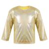 ZUYPSK Kids Boys Girls Shiny Metallic Loose T-Shirt Long Sleeve Tops for Stage Performance Party Costume Dancewear (Gold, 4-5) view 1