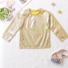 ZUYPSK Kids Boys Girls Shiny Metallic Loose T-Shirt Long Sleeve Tops for Stage Performance Party Costume Dancewear (Gold, 4-5) view 3