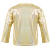 ZUYPSK Kids Boys Girls Shiny Metallic Loose T-Shirt Long Sleeve Tops for Stage Performance Party Costume Dancewear (Gold, 4-5) view 4