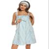 Veseacky Deluxe Cotton Towel Wrap for Women Shower & Bath Wrap with Facial Headband (L,Green Stripe) view 4