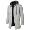 Winter Jackets For Men, Mens Fashion Jackets And Coats Men Jacket S Black Coat Men's Medium Long Coat Hooded Plush Plaid Knitting Drawstring Coat Sweater Warm Solid Color Jackets (XL, Light Gray) view 1