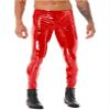 Daenrui Men's Faux Leather Shiny Legging Tights Skinny Motorcycle Biker Pants PVC Long Trousers Red Medium view 3