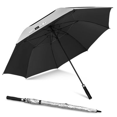 NINEMAX UV Potection Golf Umbrella, 68 Inch UV Umbrellas for Sun Blocking Large Windproof for Rain (Sliver Black)