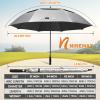 NINEMAX UV Potection Golf Umbrella, 68 Inch UV Umbrellas for Sun Blocking Large Windproof for Rain (Sliver Black) view 3