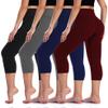 4 Pack Capri Leggings for Women L-XL High Waisted Tummy Control Butt Lifting Soft Workout No See-Thru Yoga Pants Workout Running Athletic 3/4 Black Red Blue Grey Capris Seniors Summer Tights view 1