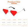 ailov Unique Diamond Rimless Trendy Sunglasses for Men Women UV400 Funky Harry Fashion Glasses (Red) view 3