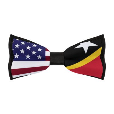 American and Saint Kitts Nevis Flag Men's Elegant Pre-Tied Bow Ties with Adjustable Neck Band Bowties