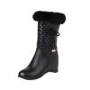Women Solid Color Short Boots Inner Height Waterproof Winter Boots Fuzzy Plush Fluffy Lined Side Zipper Warm Snow Booties view 1