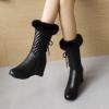 Women Solid Color Short Boots Inner Height Waterproof Winter Boots Fuzzy Plush Fluffy Lined Side Zipper Warm Snow Booties view 3