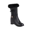 Women Solid Color Short Boots Inner Height Waterproof Winter Boots Fuzzy Plush Fluffy Lined Side Zipper Warm Snow Booties view 4