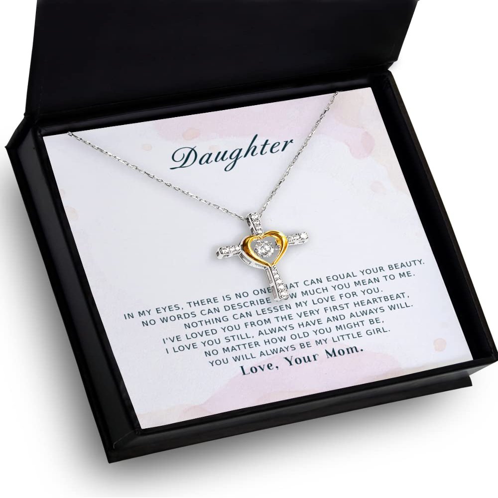 Cross Dancing Necklace to My Daughter No One Can Equal, Mother Daughter Necklaces for Women, Necklace Gifts for Daughter, Birthday Gifts for Daughte
