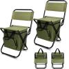 Jerify 2 Pcs Fishing Chair with Cooler Bag Multi-Function Foldable Compact Fishing Stool Hunting Chair Portable Backrest Stool with Folding Backpack for Finishing Camping Hunting Travel(Green) view 1
