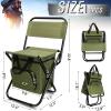 Jerify 2 Pcs Fishing Chair with Cooler Bag Multi-Function Foldable Compact Fishing Stool Hunting Chair Portable Backrest Stool with Folding Backpack for Finishing Camping Hunting Travel(Green) view 3