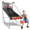 Goplus Foldable Dual Shot Basketball Arcade Game, Basketball Hoop Game w/Electronic Scoring, 8 Game Modes, 4 Balls, Indoor Outdoor Electronic Basketball Game Machine for Kids Adults (Black) view 1