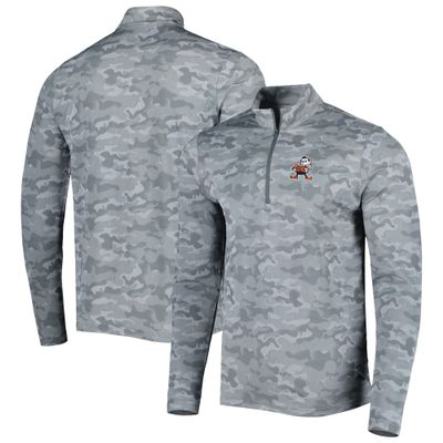 Antigua Men's Gray Cleveland Browns Brigade Throwback Quarter-Zip Top