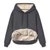 Womens Casual Winter Warm Fleece Sherpa Lined Hoodies Solid Crewneck Hooded Sweatshirts Thick Pullover Jumper Tops Dark Gray view 1