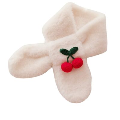 Yizelli Kids Winter Plush Scarf Cross Collar Fluffy Shawl Wrap Faux Fur Neck Warmer for 1-10 Years Old Girls Boys (White)