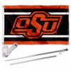 College Flags & Banners Co. Oklahoma State Cowboys OSU Stripes Flag with Pole and Bracket Holder University Set view 1