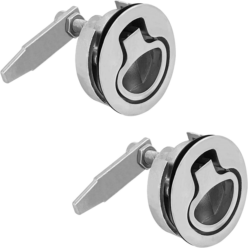 2 Pcs Marine Grade Stainless Steel Floor Buckle Hatch Latch, Flush Turning Lift Handle Floor Buckle Recessed Hatch (Keyless)
