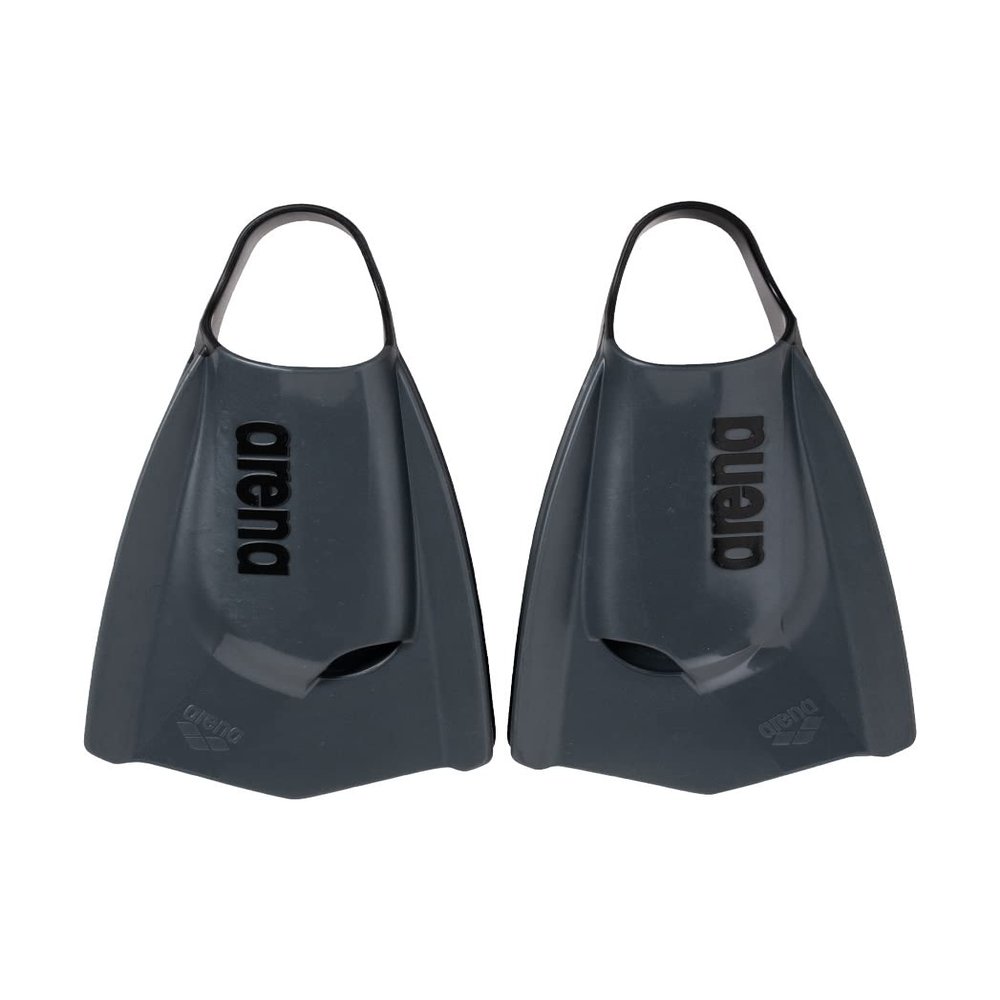 Arena Unisex Adult Powerfin Pro II Swim Training Fins Men and Women Silicone Short Blade Flippers Left/Right Customized, Black, Size 6-7