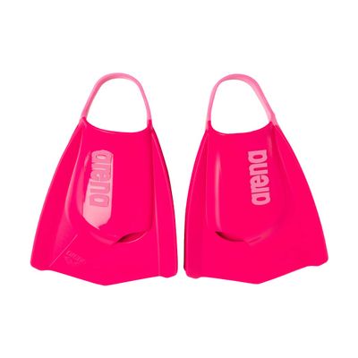 Arena Unisex Adult Powerfin Pro II Swim Training Fins Men and Women Silicone Short Blade Flippers Left/Right Customized, Pink, Size 4.5-5.5