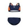 ARENA Feel Girls' Junior Thrice Two-Piece Swimsuit Racer Back Top Waterfeel Comfortable Suit Pool or Beach, US Size 22, Navy/Mango/White view 1