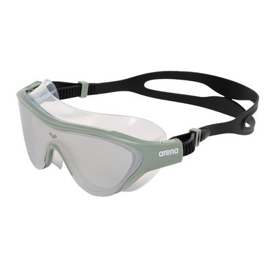 ARENA Unisex Adult The One Swim Mask Fitness Swimming Goggles for Men and Women Large Fit Polycarbonate Mirror Lens, Silver/Jade/Black