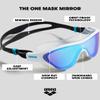 ARENA Unisex Adult The One Swim Mask Fitness Swimming Goggles for Men and Women Large Fit Polycarbonate Mirror Lens, Silver/Jade/Black view 2