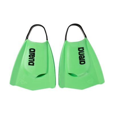 Arena Unisex Adult Powerfin Pro II Swim Training Fins Men and Women Silicone Short Blade Flippers Left/Right Customized, Lime, Size 11-12