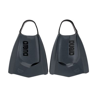 Arena Unisex Adult Powerfin Pro II Swim Training Fins Men and Women Silicone Short Blade Flippers Left/Right Customized, Black, Size 11-12