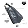 Arena Unisex Adult Powerfin Pro II Swim Training Fins Men and Women Silicone Short Blade Flippers Left/Right Customized, Black, Size 11-12 view 2
