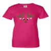 Large Cyber Pink Women Christmas Reindeer Rudolf Face Funny Holiday T-Shirt view 4